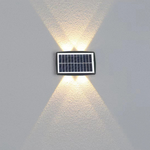 Cross-border supply solar wall lamp villa courtyard doorpost wall lamp outdoor waterproof wall washer lamp upper and lower double head spotlight
