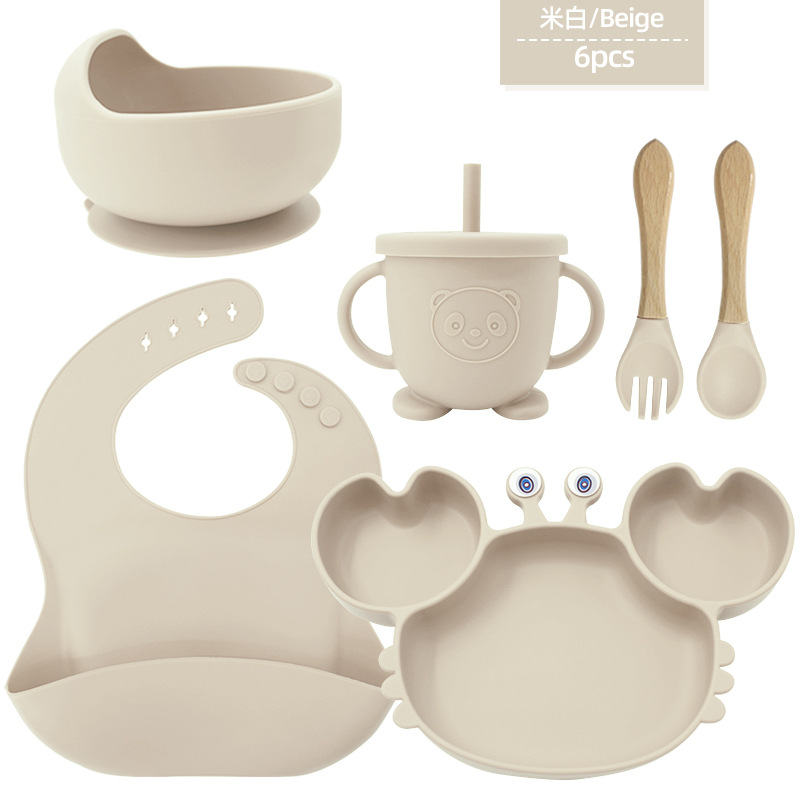 Juego de platos de silicona para bebés y niños aprenden a comer y beber vajilla de alimentación para bebés
