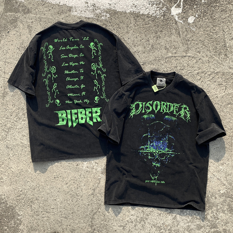 Vintage lavado viejo vintage manga corta marca de moda americana niebla calle suelta VTG casual cuello redondo hombres y mujeres camiseta