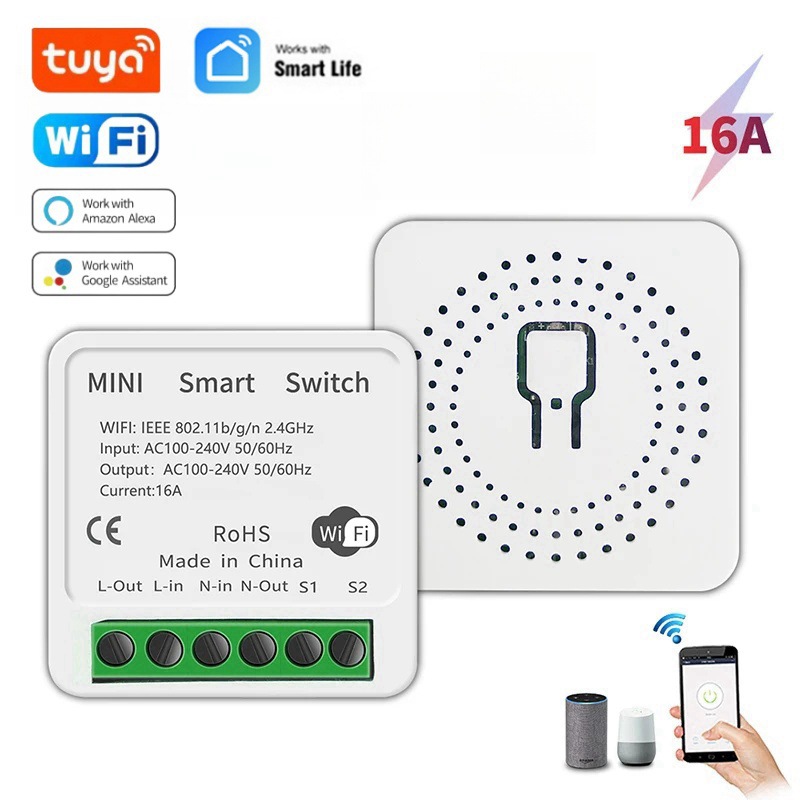 涂鸦wifi Zigbee一路二路单火零火通断器暗藏式双控Alaxa语音控制
