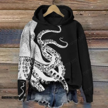 2025跨境亚马逊欧美男装休闲卫衣3D数码印花海底动图印花连帽卫衣