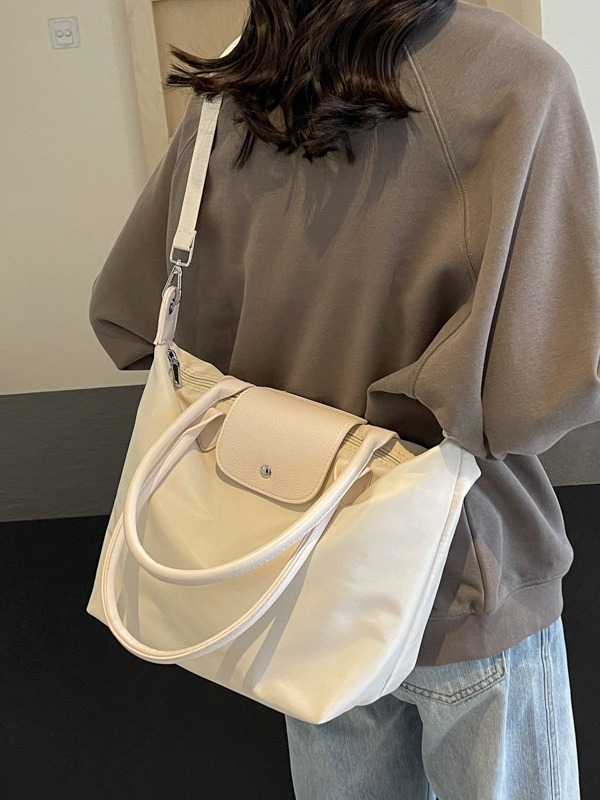 Bolsa de viaje de corta distancia para comercio exterior, bandolera clásica de color liso de alta calidad, bolsa de equipaje grande y pequeña, blanca.