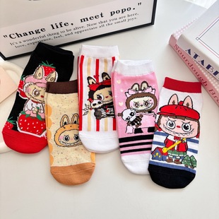 Japanese Style New Cartoon Socks for Women, Combed Cotton Women's Boat Socks, Anime Cloth Cute Women's Socks, Shallow Socks, Cross-Border
