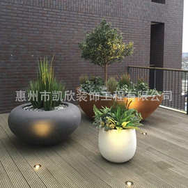 玻璃钢花盆商场园林景观公园小区落地组合大花钵种植花箱户外厂家