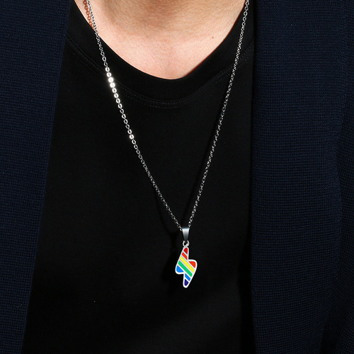 New Rainbow Earrings Friendship Jewelry Stainless Steel Rainbow Lightning Earrings Pendant Titanium Steel Earrings PE-010