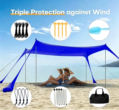 Outdoor Tent, Portable One-Piece Style, Avtomobil yan çətirləri - royal-blue-4-aluminum-pole-200160150cm