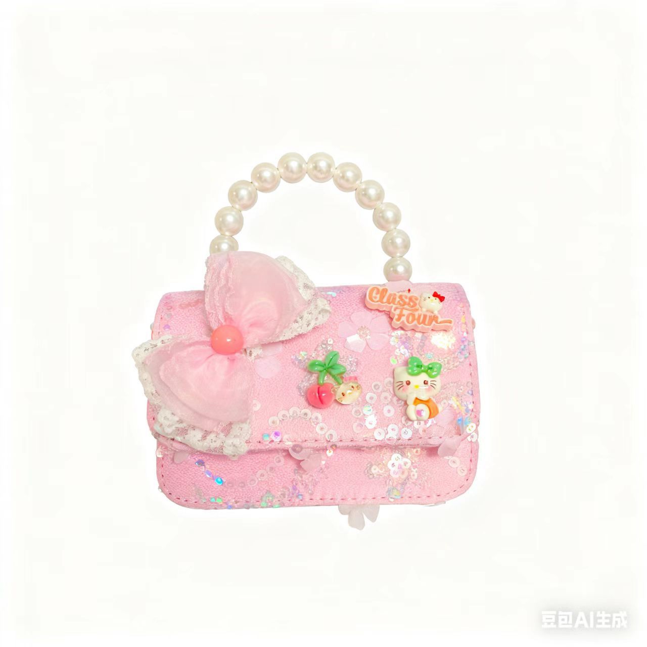 Niños perlas bolsos portátiles de princesa arco de mariposa Kullomi cadenas bolsos de Año Nuevo de chicas pequeñas bolsas de mochila de viento fragante