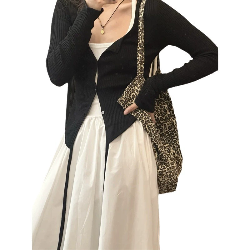 Autumn Women's Dress Set, Korean Style Long Skirt with Cardigan, Lightweight Layering