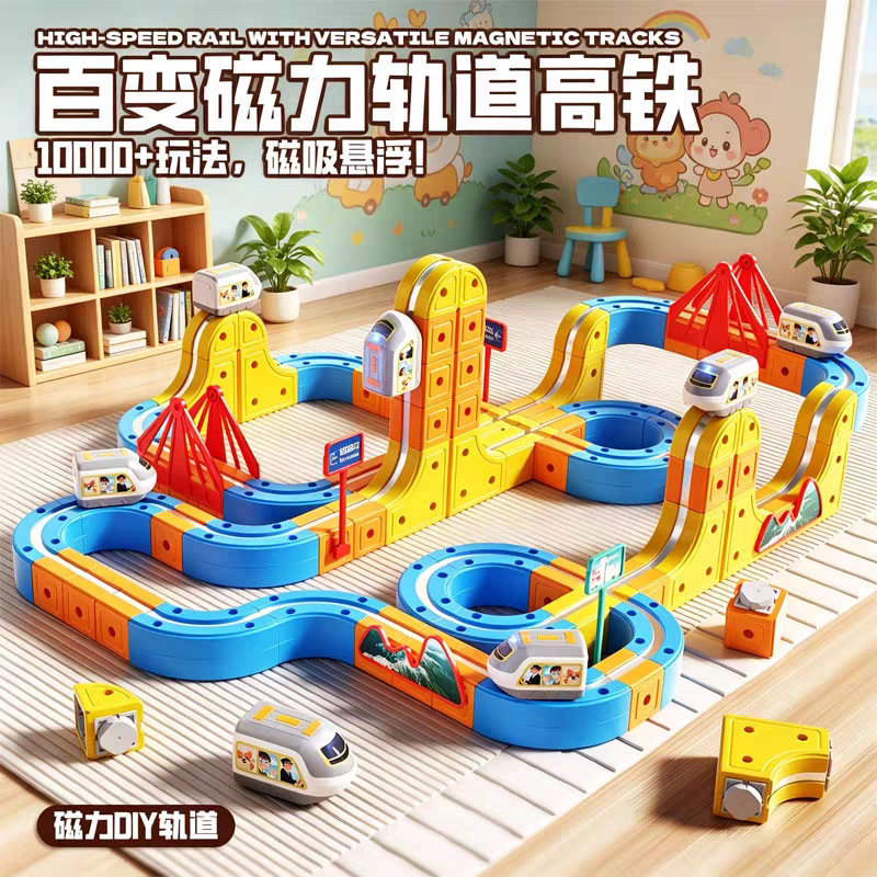 Cross-Border Electric Magnetic DIY Track High-Speed Rail Train Cube Educational Early Learning Assembly Building Block Toys for Boys Cross-Border Electric Magnetic DIY Track High-Speed Rail Train Cube Educational Early Learning Assembly Building Block Toys for Boys