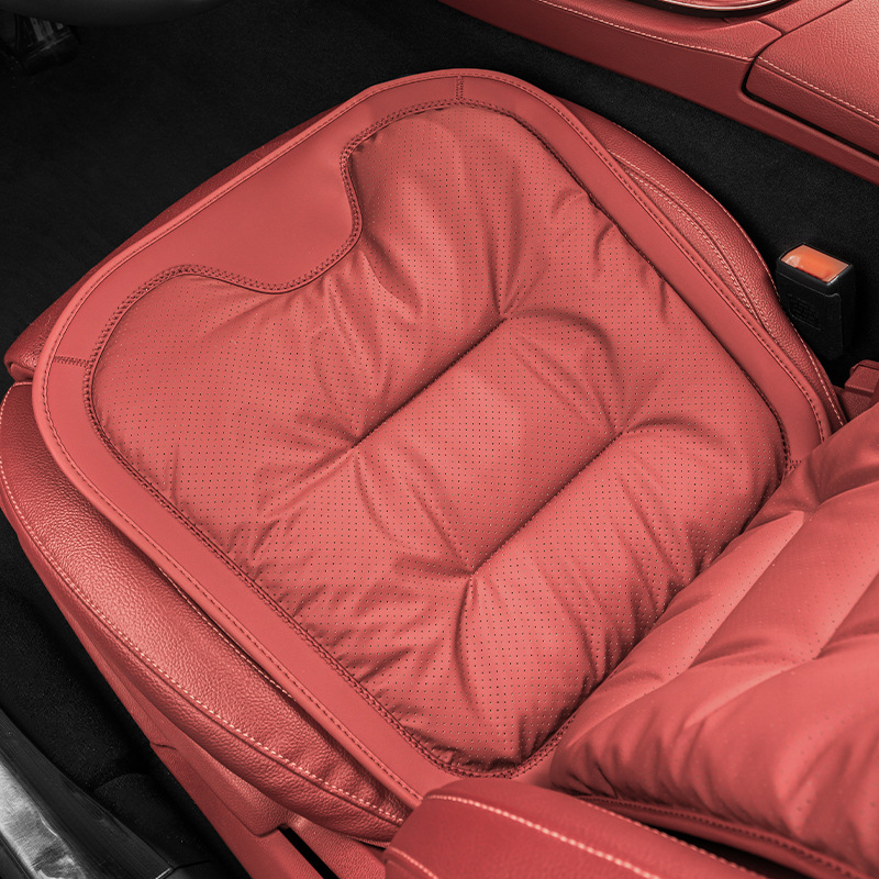 Car Seat Cushion | Qìchē Seat cushion, seat cover - volcanic-red-nappa-leather-perforated-non-slip-breathable-single-cushion