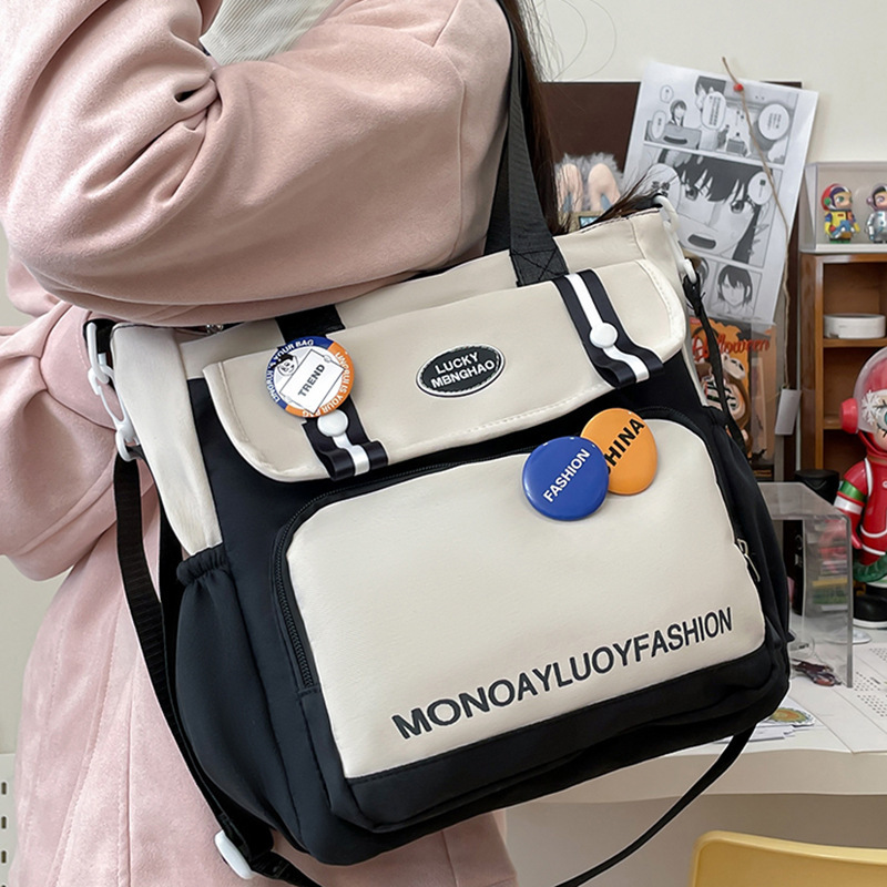 高颜値衝突色百合斜めショルダーバッグins風小清新学生授業通勤補習袋トートバッグ女|undefined