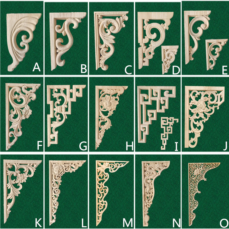 Dongyang Wood Carved Solid Wood Horn Flower Chinese Style Wood Horn Carved Flower Decal Shendai Buddha Shrine Decoration Bat Peony Ceiling Wooden Flower