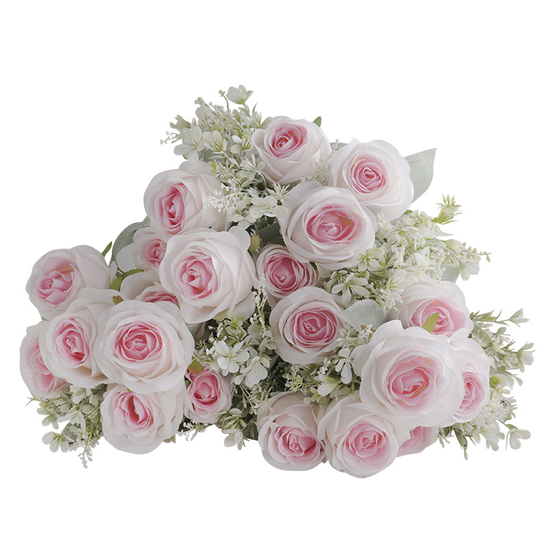 Red flor roja decoración de la pared artificial flor artificial 11 primavera Rosa boda camino plomo arreglo artificial ramo rosa roja