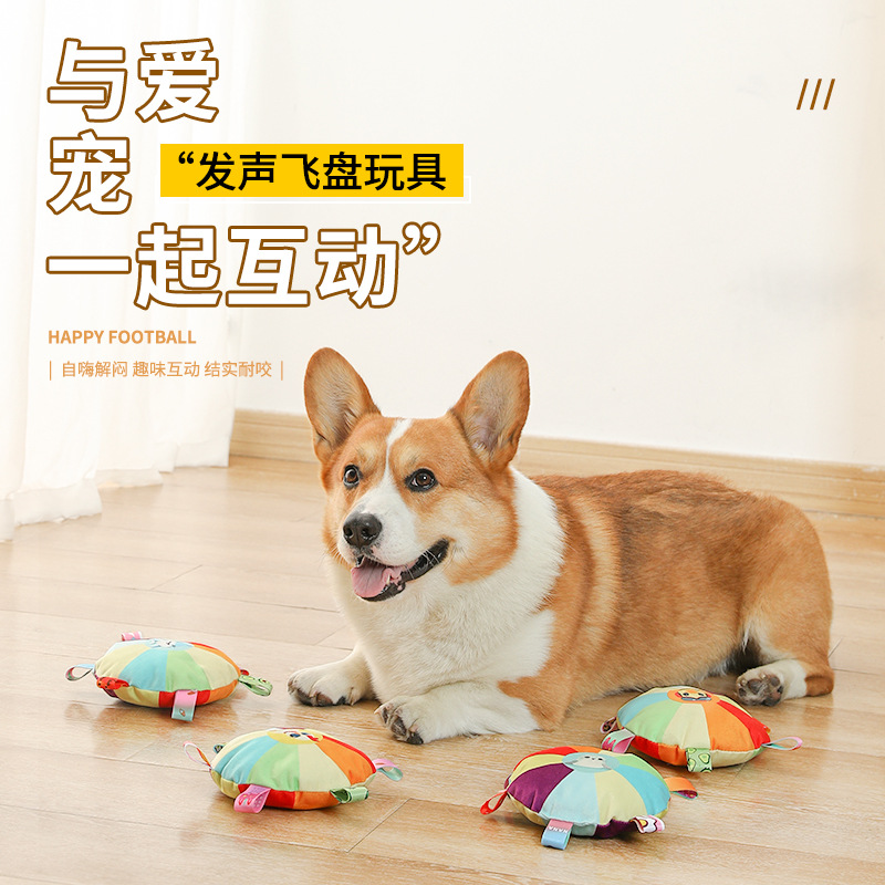 Juguete de frisbee para perros, sonido de felpa, interactivo, frisbee para perros