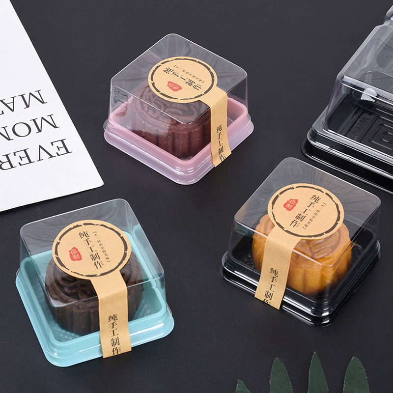 Hornear autoadhesivo caja de la torta pegatinas yema de huevo crujiente pastel de Luna nieve Mei Niang DAFU pegatinas tienda de la torta comercial de alta viscosidad