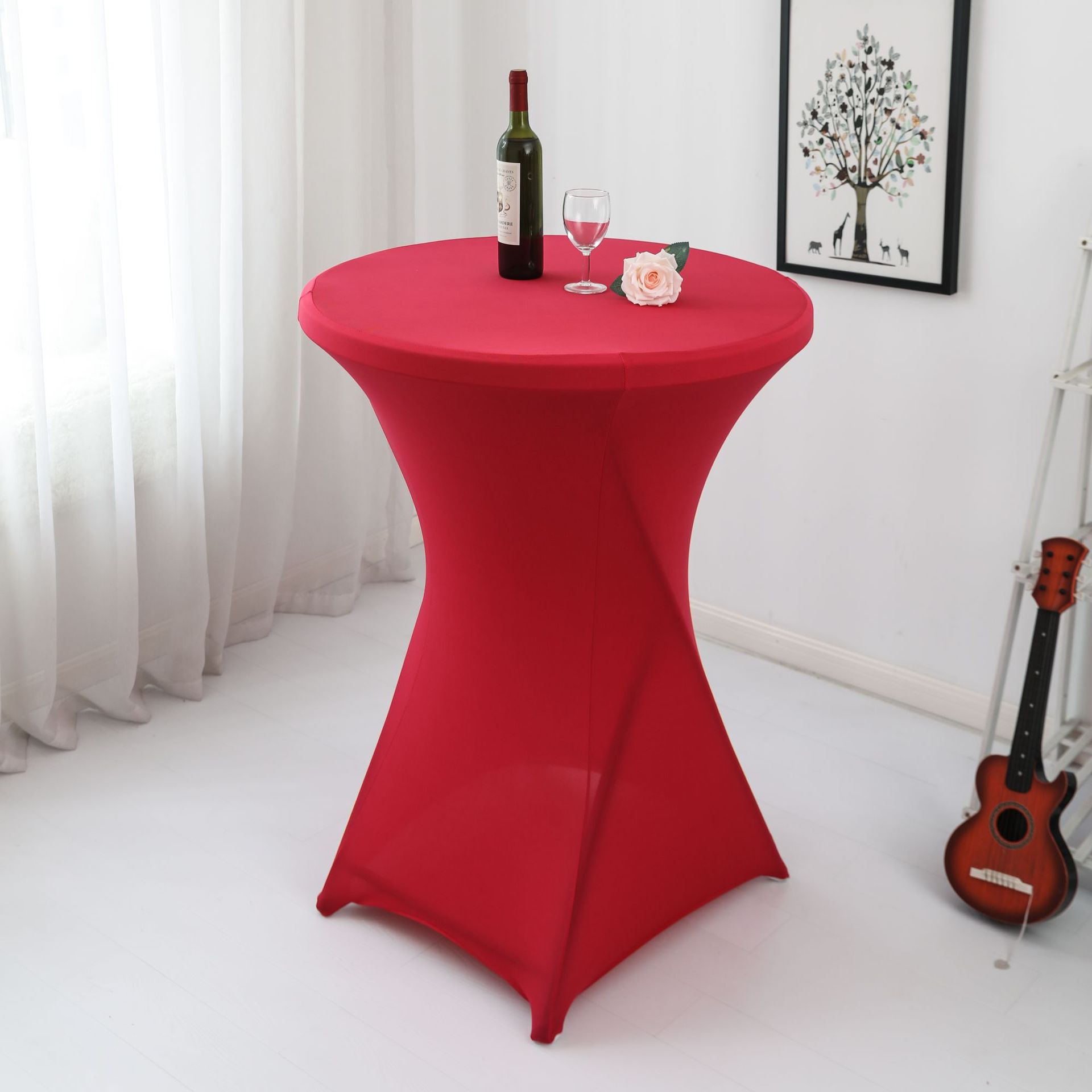 Amazon sólido barra mesa de comedor cubierta de mesa de banquete cóctel cubierta de mesa redonda tela de mesa elástica tabla de pies altos