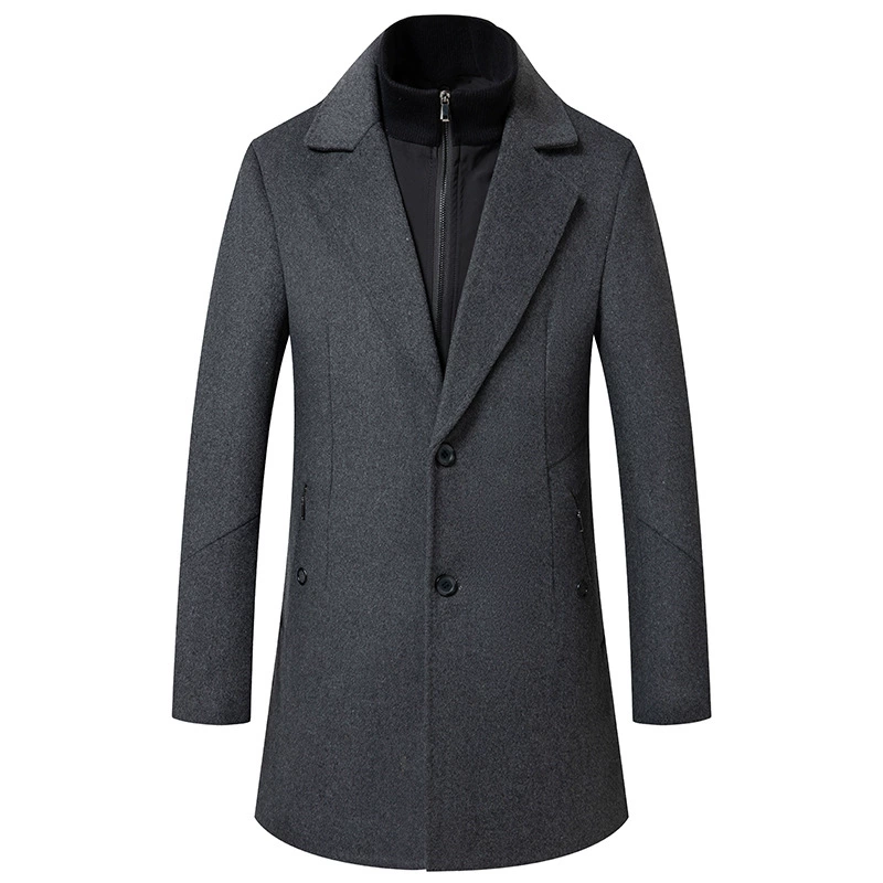Осенне-зимнее новое шерстяное пальто, мужское деловое утепленное пальто с двойным воротником, трансграничное шерстяное пальто для мужчин