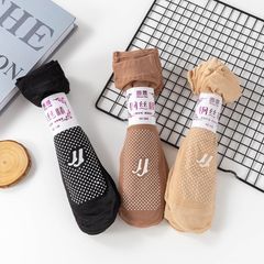 夏季點膠防滑絲襪女夏季薄款透中筒女短絲襪防勾絲足底按摩襪批發