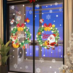 Christmas decoration stickers for Amazon cross-border sliding door glass display window static cling wreath cartoon stickers