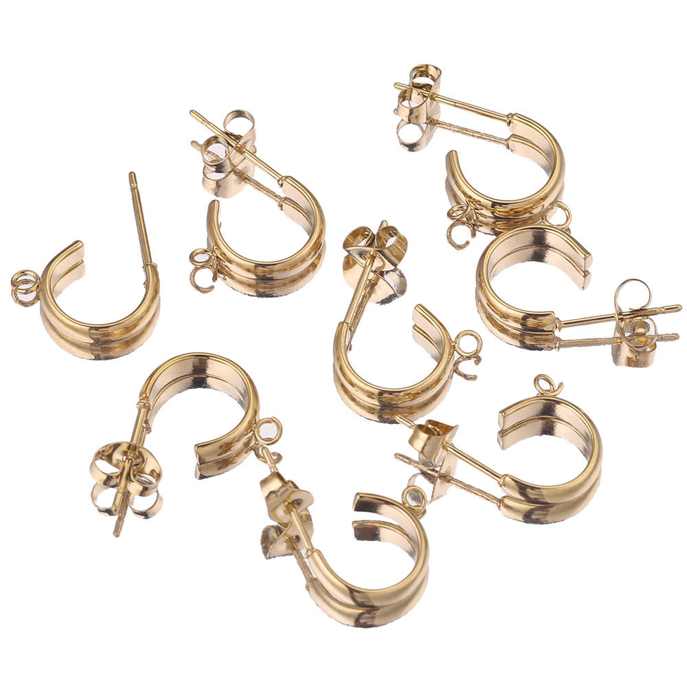 1 Piece Quantity 304 Stainless Steel Material C Shape Pattern 1 Piece 304 Stainless Steel C Shape Earring Findings
