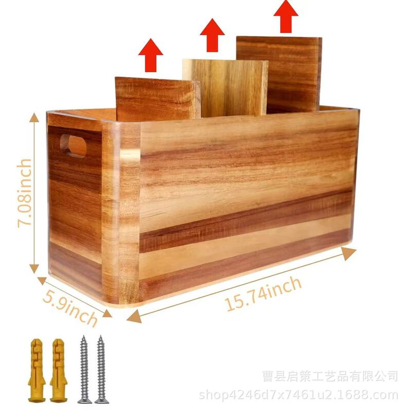 木制餐具整理盒厨房分格餐厅刀叉收纳盒实木桌面烹饪工具储物盒|undefined
