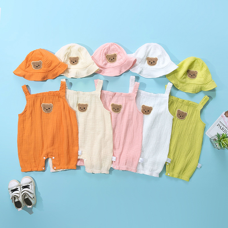 Baby jumpsuit summer thin baby gauze haystack climbing suit newborn clothes super cute summer suit