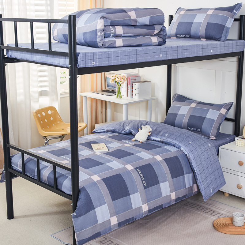 Estudiantes de tres piezas de dormitorio de estudiantes de algodón seis piezas de dormitorio de estudiantes de algodón cama al por mayor