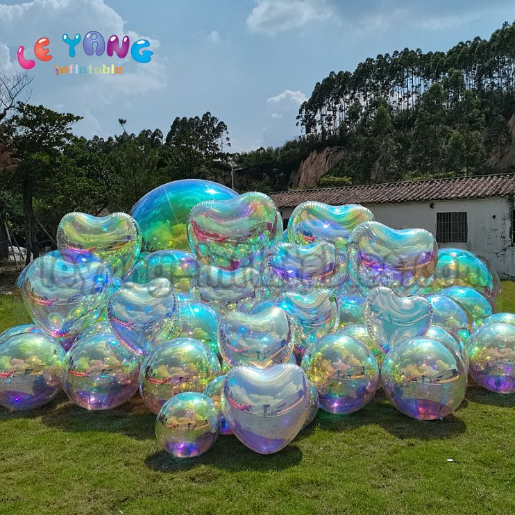 双层PVC充气镜面球舞台装饰酒吧商场美陈金银色镭射炫彩反光球