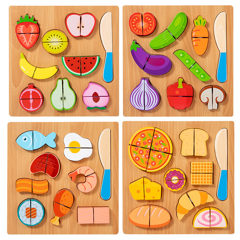 Nuevas frutas y verduras de madera para niños cortar Le Baby en casa cocina juego de puzzle de juguetes de educación temprana