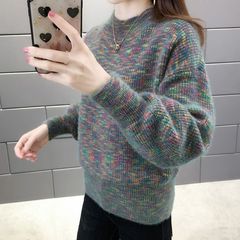 2025年冬季新款韩式慵懒保暖水貂绒短款女加绒加厚时尚爆款毛衣
