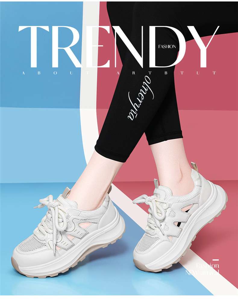 Giày sneaker nữ đế dày da thật thoáng khí kiểu dáng xu hướng mùa hè 2026, dép quai hậu khoét lỗ — 7218 mét xám, Màu mơ 7218 chi tiết 2