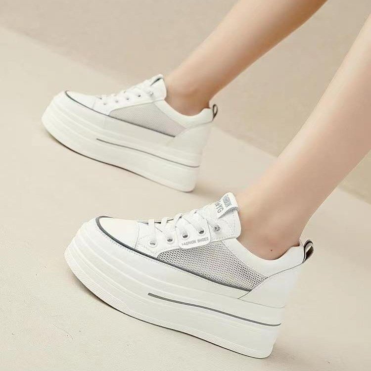 Zapatos de mujer con suela suave no cansada pie muffin con suela gruesa alta primavera y otoño zapatos blancos pequeños zapatos de mujer versátiles zapatos de mujer lujosos de alta calidad