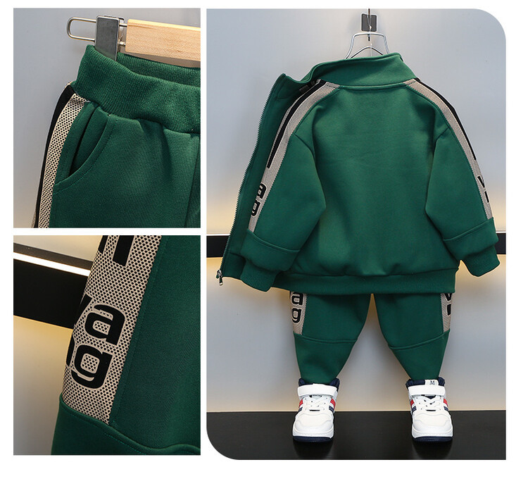 Jungen-Cardigan-Band 2024 Frühling und Herbst Neues cooles modisches Zweiteiler-Set für Kinder für den Kindersport_voghion.com