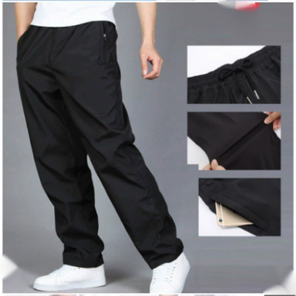 Windproof black trousers with zipper