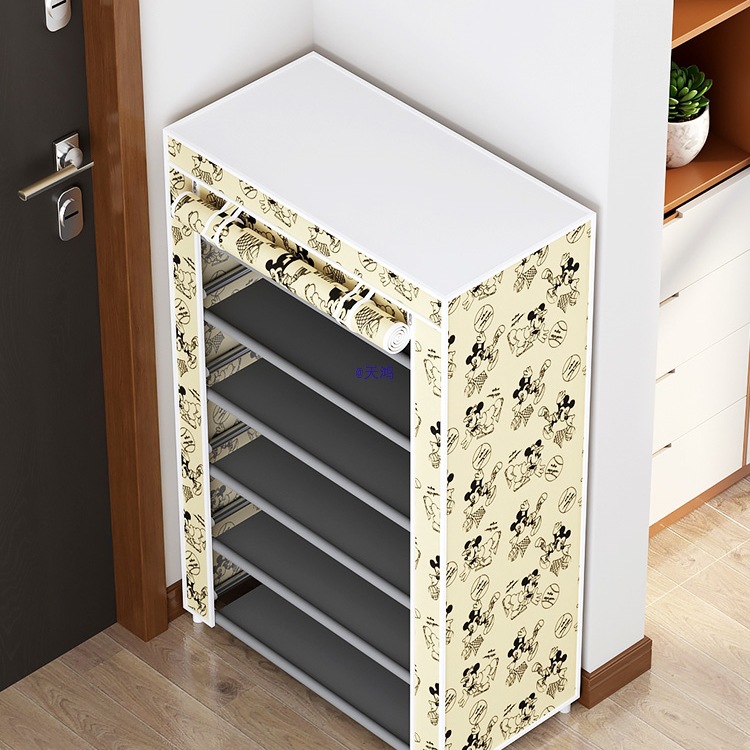 Simple Shoe Rack at the Door for Home Multi-Layer Indoor Dormitory Entrance Door Shoe Cabinet Rental House Curtain 2025