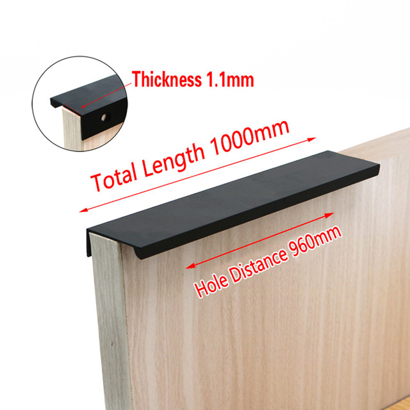 Puerta de armario invisible sin perforaciones mango oculto cajón minimalista moderno mango alargado negro oro plata