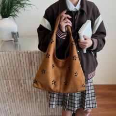 复古托特包包大容量女通勤百搭单肩腋下包简约休闲水桶包跨境外贸
