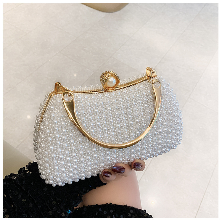 New pearl lady's handbag, banquet dress crossbody bag, elegant socialite dinner bag, high-end underarm bag wholesale undefined