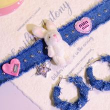 Y2K粉色星星爱心chocker项链甜酷多巴胺锁骨链牛仔铆钉小熊项圈女