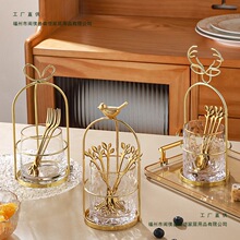 不锈钢水果叉套装高级儿童果签勺子奢华家用轻奢甜品蛋糕西瓜叉子