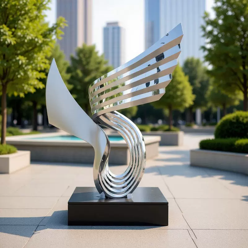 大型不锈钢雕塑厂家异形圆环公园镜面小品地产部创意金属景观雕塑