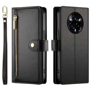 适用OPPORENO15F 翻盖腕带手机皮套OPPOA6X拉链钱包款防摔手机壳