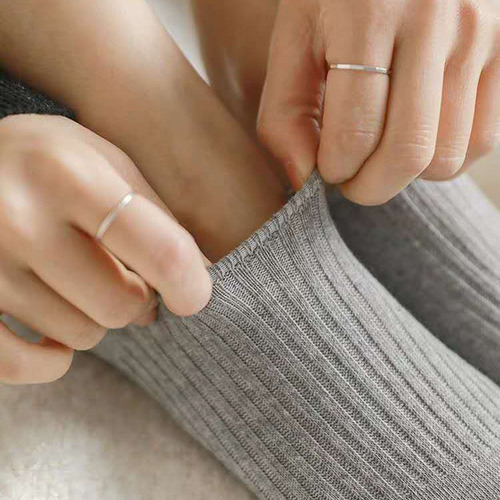 0Solid Color Vertical Stripe Short Waist Boat Socks Korean Socks ETNA Japanese Simple Women's Shallow Mouth Cotton Mingpeng Socks