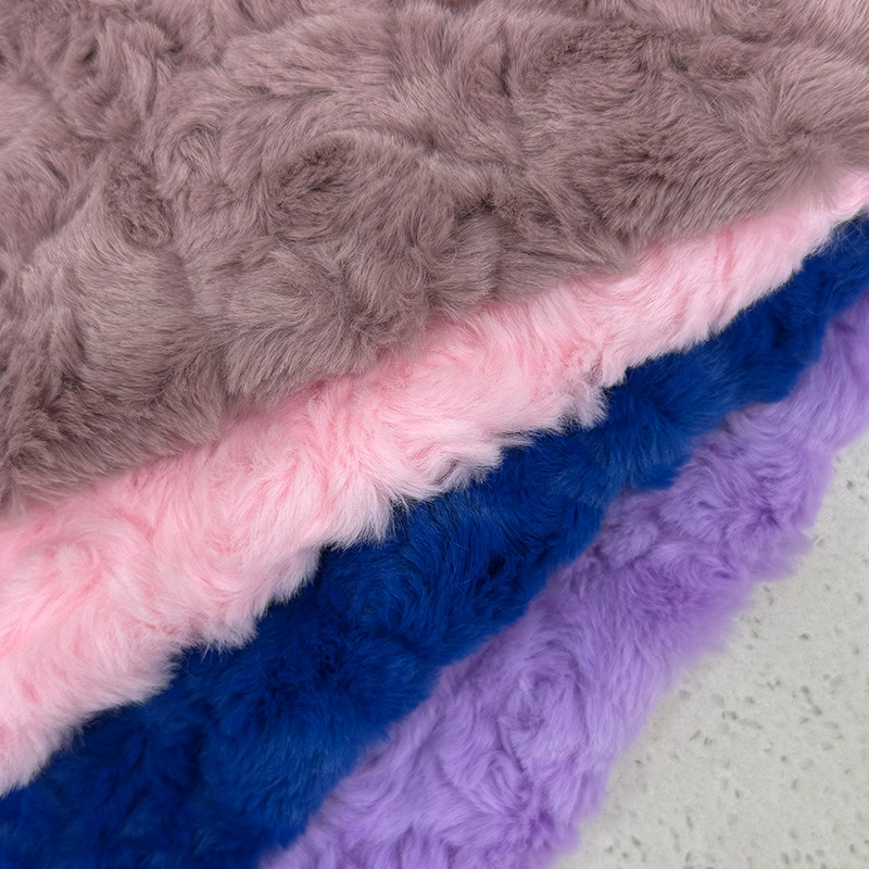 工厂现货10mm刷花兔毛面料布 服装玩具箱包毛绒布料小兔毛刷花