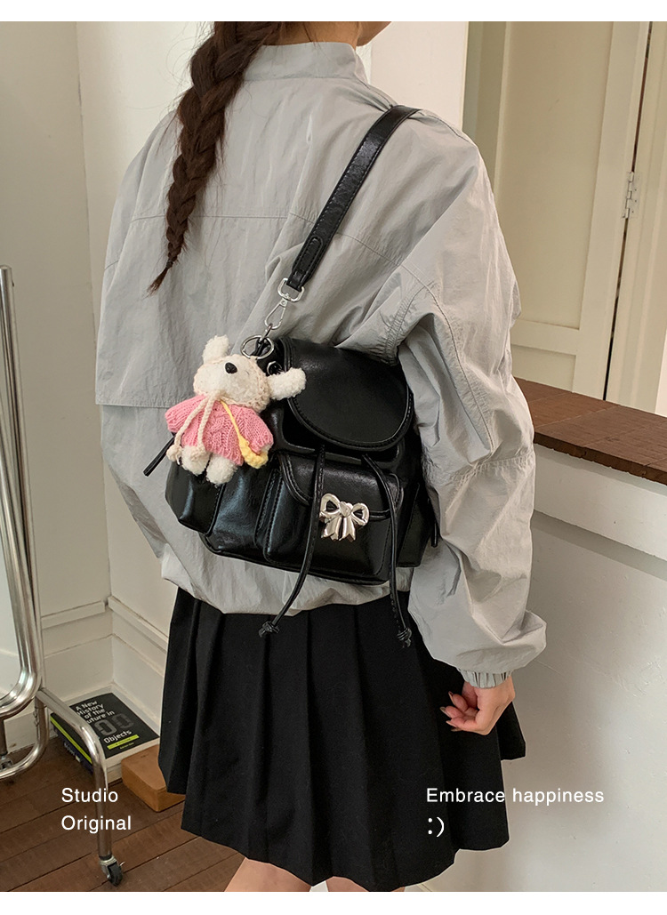 Versatile Women's Bow Backpack Crossbody Bag In Soft Pu Leather_voghion.com