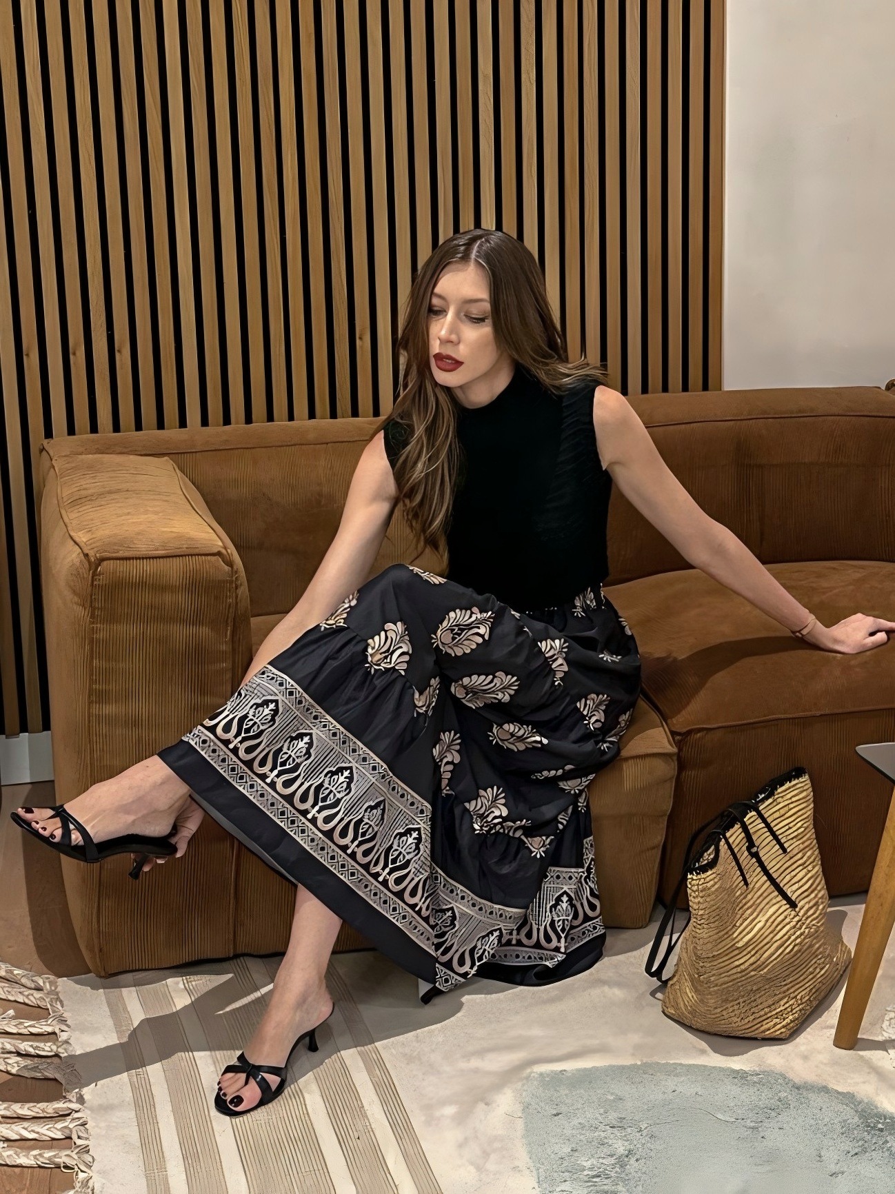 Bohemian Style Women's Spring And Summer High-waisted Printed A-line Skirt, Casual Beach Vacation Floral Long Skirt_ecoleips.com