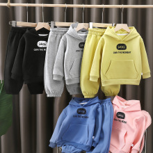 儿童卫衣套装冬季新款男童加绒加厚女童保暖连帽宝宝运动卫裤童装