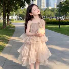 女童连衣裙儿童夏装2026新款超仙网纱公主裙宝宝网红薄款吊带裙潮