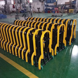 Factory stainless steel telescopic push-pull fence temporary construction isolation fence hand push folding Road telescopic roadblock discount