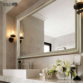 9C 美式奢华浴室镜子欧式简约浴室柜镜子壁挂防水洗手间镜子